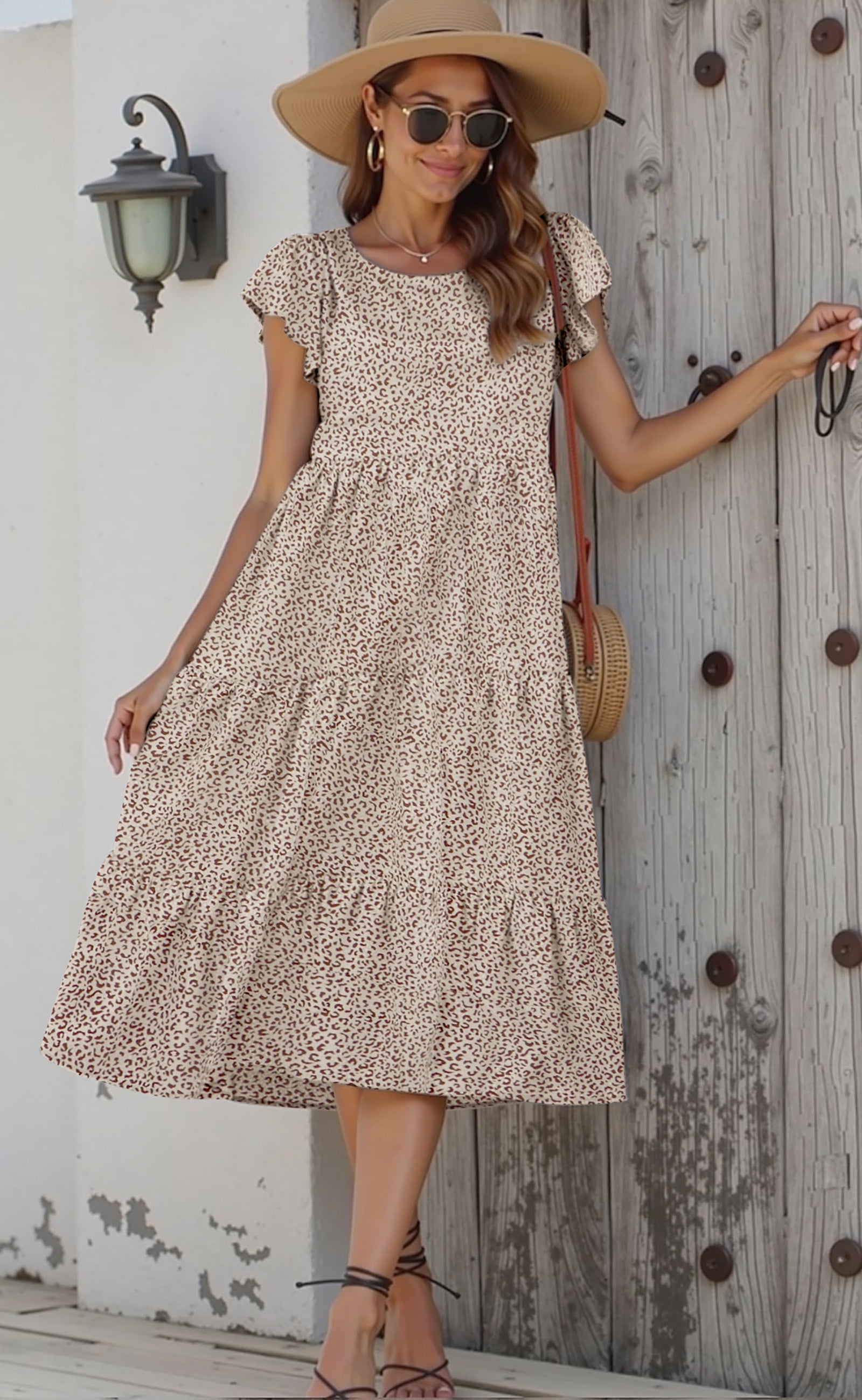 Fantaslook Women's Summer Boho Midi Beach Dress with Floral