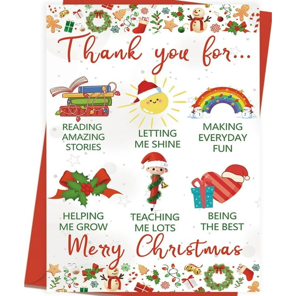 Thank You for Being Amazing Christmas Card – Festive Design with Cheerful Illustrations – Blank Inside for Personalized Messages – Perfect Holiday Greeting Card