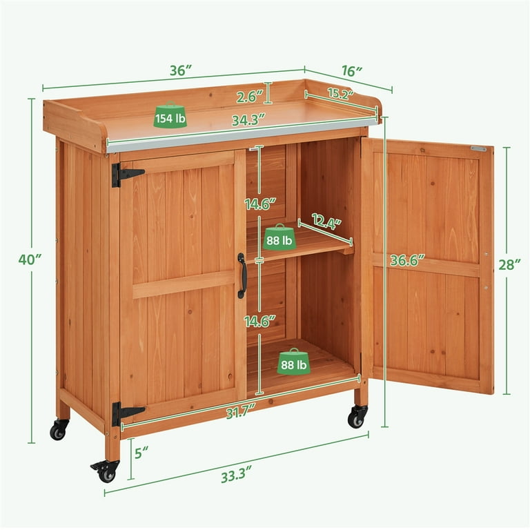 Yaheetech Wooden Garden Potting Bench with Storage Cabinet photo 4
