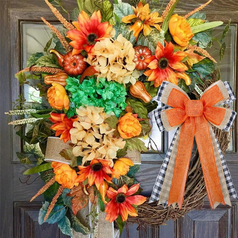 Orange Burlap Wreath Bow - 10 Wide, 18 Long Tails, Front Door Decor,  Farmhouse, Easter, Spring, Summer, Halloween, Fall, Thanksgiving, Christmas