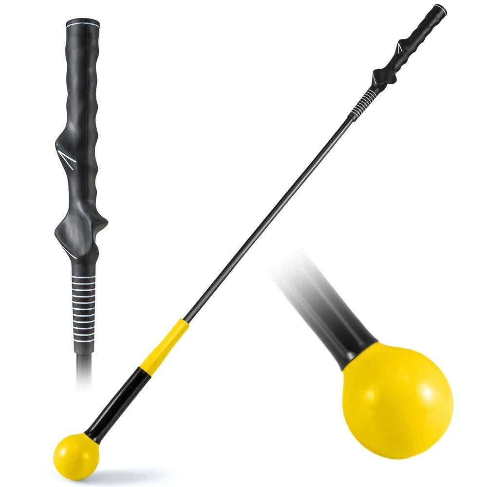 Barara King Professional 40 Inch Weighted Head Golf Swing Aid Trainer for Rhythm and Grip, Yellow