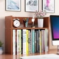 thumbnail image 1 of UTAH-Desktop Bookshelf, 2-Tier Wood Display Stand Organizer,Small Bookcase Storage for ome Office Desk, Living Room, Bedroom (Walnut), 1 of 4