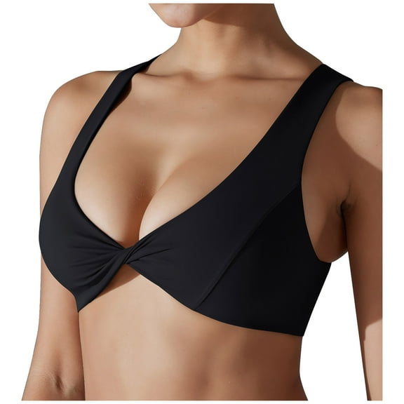 Xfvqtps Two Ways Twist Sports Bra for Women Racerback Hollow out Push up Gym Top Fitness Workout Brassiere Black