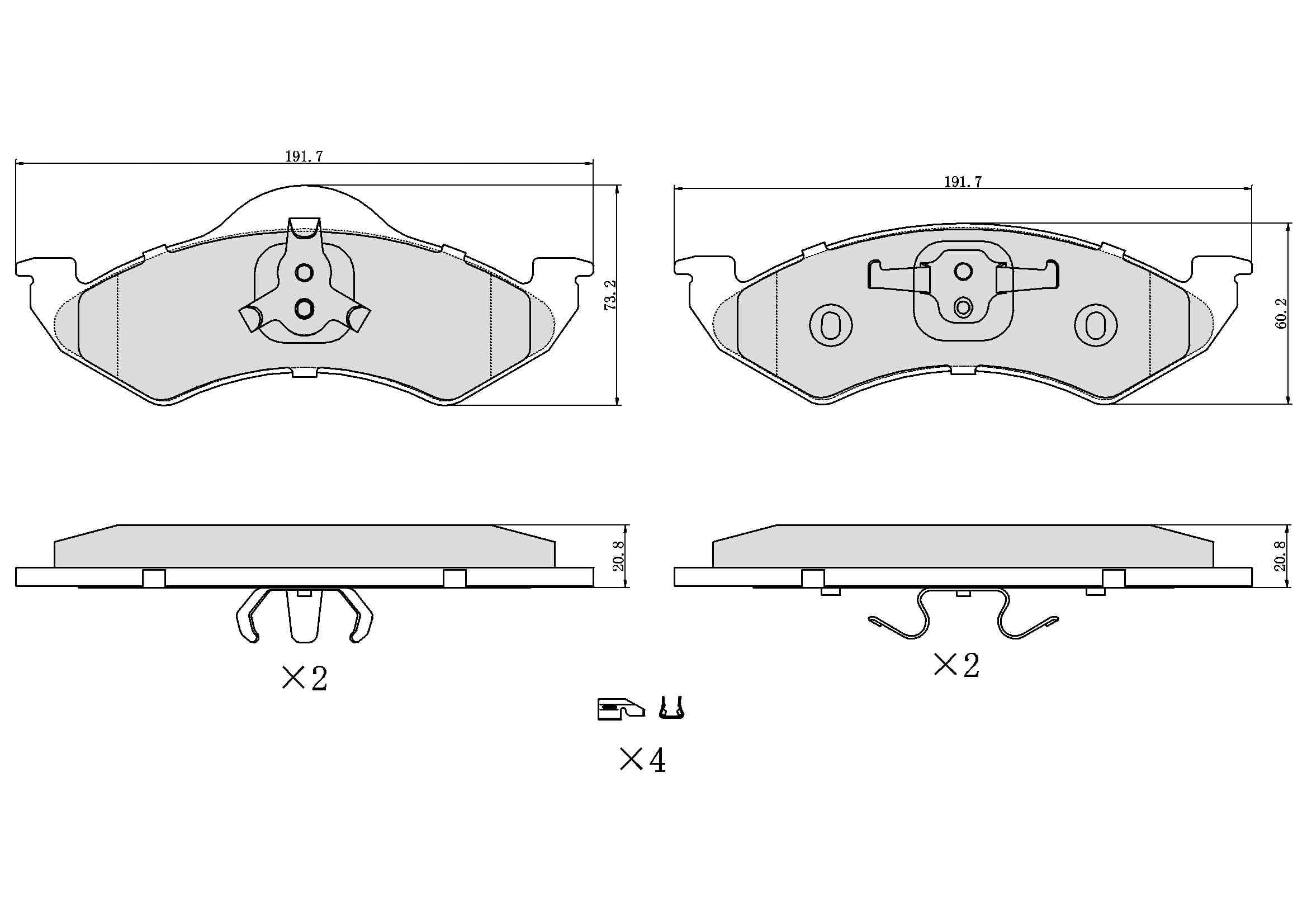 Winstop Brake Pad Set, Front WS.0820.0.C, Dodge Dakota 2002-2000