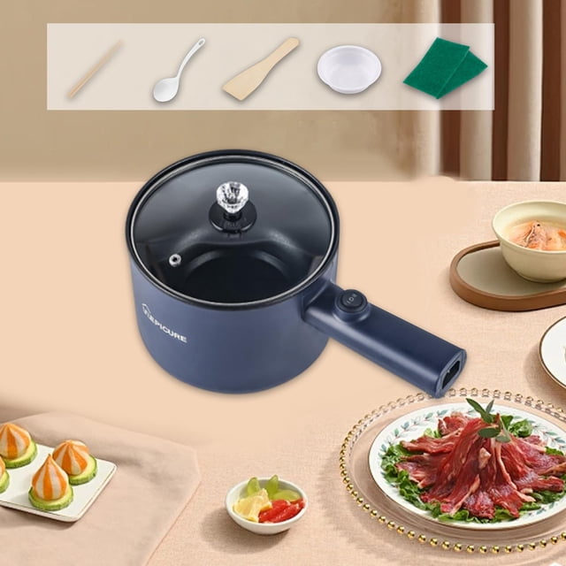 Olla eléctrica multifunción para cocinar al , mini olla de viaje antiadherente, para uso doméstico, para ramen, pasta y sopa. Azul