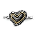 thumbnail image 4 of 925 Sterling Silver & Real 14kt Stackable Expressions Antiqued Heart Ring Size: 6; for Adults and Teens; for Women and Men, 4 of 5