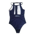 thumbnail image 7 of Women's One Piece Bikini Swimsuit High Neck Halter Striped Sexy Fashion Beach Swimwear for Summer Vacation,Blue,S, 7 of 7