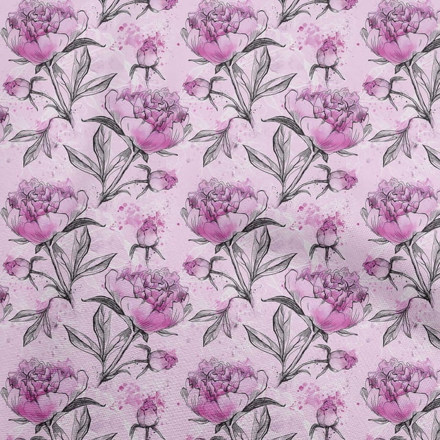 oneOone Cotton Poplin Twill Purple Fabric Floral Sewing Craft Projects Fabric Prints By Yard 56 Inch Wide
