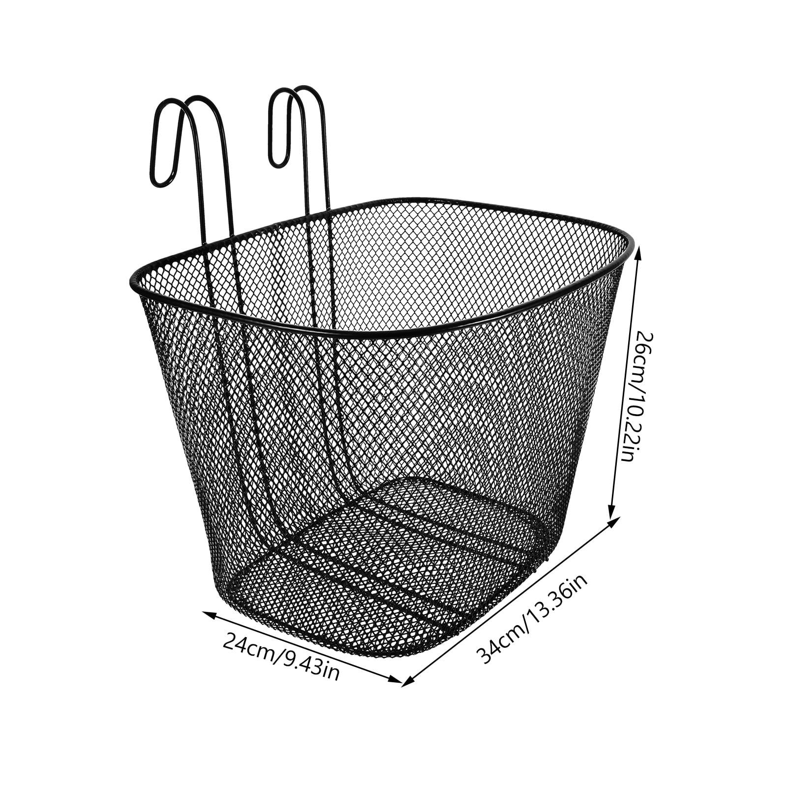HEMOTON Iron Bike Storage Basket for Front Handlebar Detachable Hanging Black 1pc