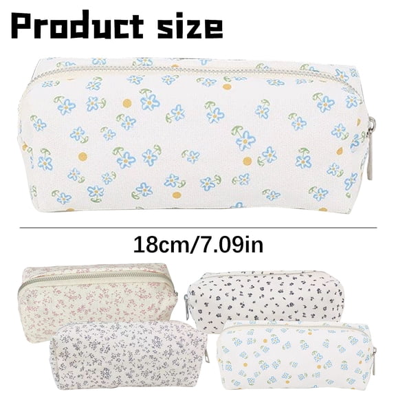 Solivara Bowknot Canvas Pencil Case Large Capacity Multi Compartment Stationery Storage Bag For Daily Organizing,Light Violet,7.09*1.97 in