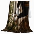 thumbnail image 2 of Resting Black White Cat Oil Painting autumn celebration Autumn, Cozy Pet Portrait Pattern, Warm Flannel Blanket for Living Room and Bedroom, Cat Lovers autumn celebration Gift, Pet Lover Home Decor, 2 of 9