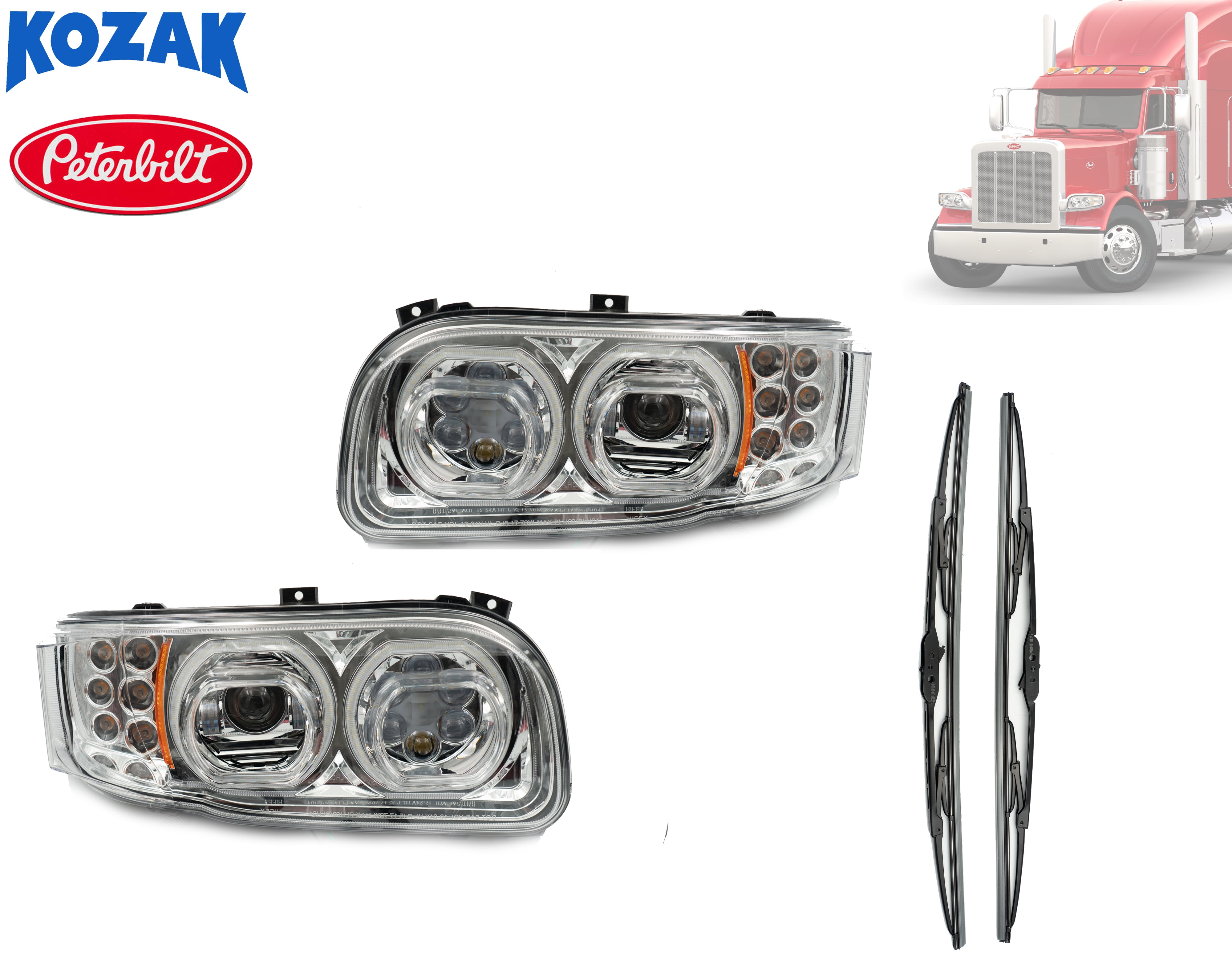 -Chrome 2004 Peterbilt MODEL 387-RH Post mount spotlight Passenger side WITH install kit 6 inch 100W Halogen Larson Electronics 1015P9I53FY