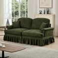 thumbnail image 2 of Elegant Mid Century Two Seater Sofa with Flared Arms and Removable Ruffles Skirts, Soft Chenille Loveseat with Spindle Legs for Living Room or Small Apartment, 2 of 9