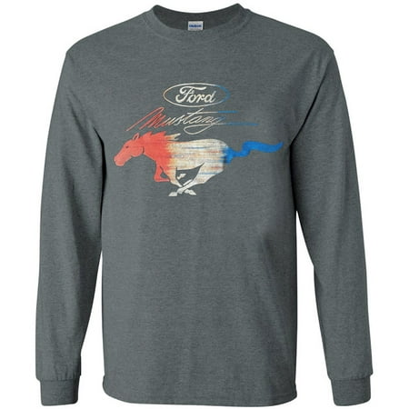 Decked Out Duds Ford Mustang Pony T Shirt Men S Long Sleeve Tee Decked Out Duds Ford Mustang Pony T Shirt Men S Long Sleeve Tee Gray