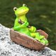 thumbnail image 3 of Jardín de la estatua de la rana - ranas felices de la resina en figuras del banco, decoraciones del verano de la decoración de la rana del jardín, Fo, 3 of 5