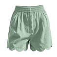thumbnail image 5 of Women's 100% Cotton Elastic Waistband Shorts with Pockets, Casual Summer Loose Fit Shorts for Outdoor Walks Hiking | VerBelle,Mint Green S, 5 of 7