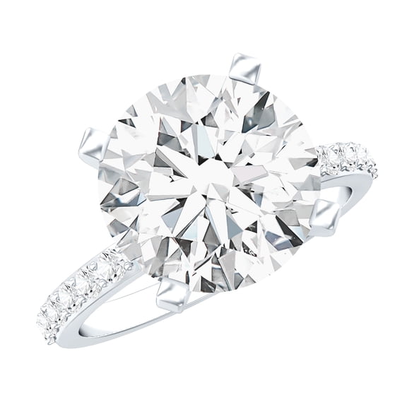 Rosec Jewels IGI Certified Lab Grown Diamond 4 Carat Engagement Ring - E-VS1 Quality - Big Diamond Ring for Women, 925 Sterling Silver, US 4.00