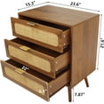thumbnail image 2 of RARZOE Rattan Nightstand Dresser Chest of 3 Drawers, Wood Storage Dresser Cabinet Organizer Unit for Bedroom Closet Living Room Office(Walnut), 2 of 7