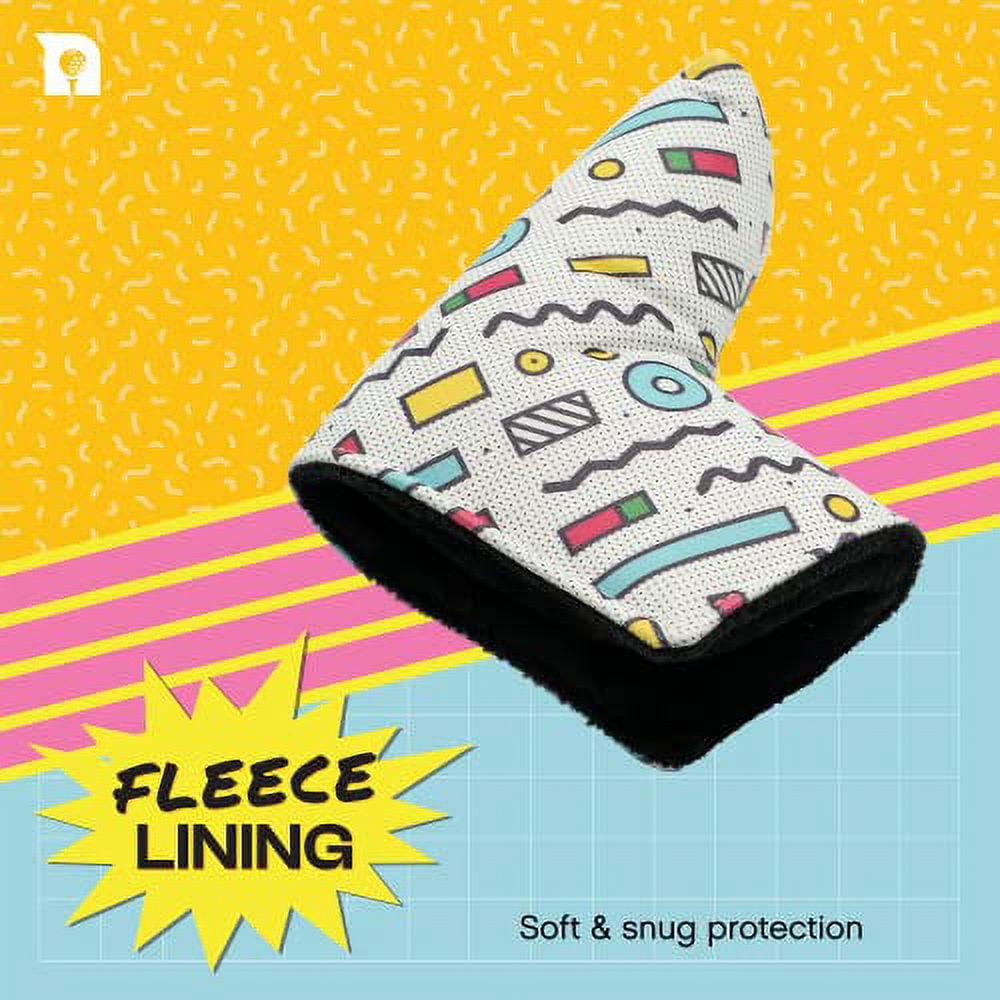 Noonan Golf Putter Cover - Magnetic Blade Golf Club Cover - Fleece Lined & Water Resistant - Fun, Creative & Unique Headcover Designs (Zesty Zig Zag)