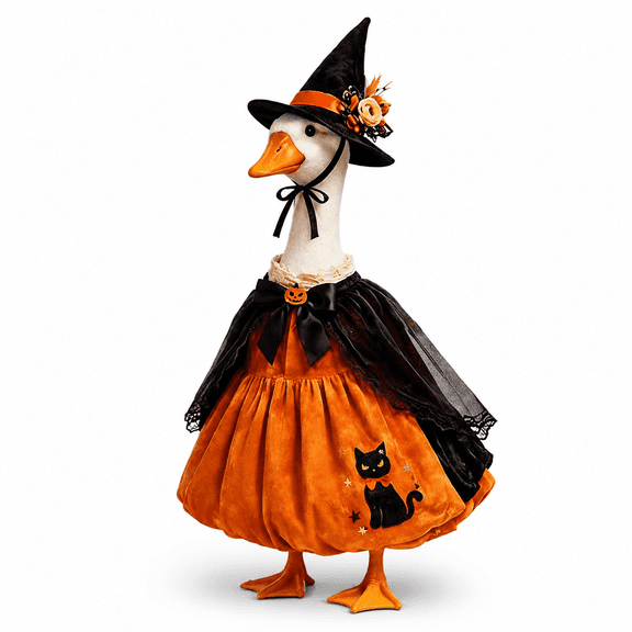 Pumpkin Wizard Porch Goose Outfit 23 Inch Yard Statue Dress Halloween Decorative Clothing