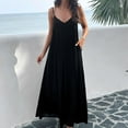 thumbnail image 2 of ICHUANYI New Women's V-neck Solid Color Elegant Hanging Strap Dress, 2 of 9