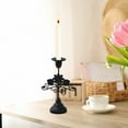 thumbnail image 4 of Vintage Iron Candlestick Holder - Black and Gray Floral Table Decoration for Romantic Dinner or Wedding Décor, 4 of 6