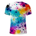 thumbnail image 3 of FINALGANG Mens Short Sleeve Crewneck TShirts With Colorful Paint Splatter Print Casual Loose Fit Streetwear Tees For Summer Holiday Daily Wear Blue M, 3 of 4