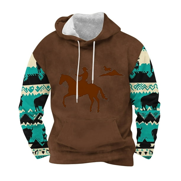 Sudadera con capucha para hombre, moda, bolsillos, manga larga, estilo étnico, estampado vintage, sudadera con capucha, blusa de poliéster para hombre