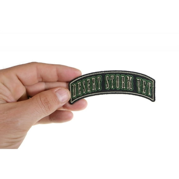 Patch, Small Embroidered Rocker (Iron-On or Sew-On), Desert Storm Vet Military, 3.75" x 1.5" Arch