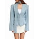 thumbnail image 1 of Chaqueta de Traje de Larga para Mujer, Color Liso, Cuello en V, Corte Entallado y Hombreras Azul XL, 1 of 8