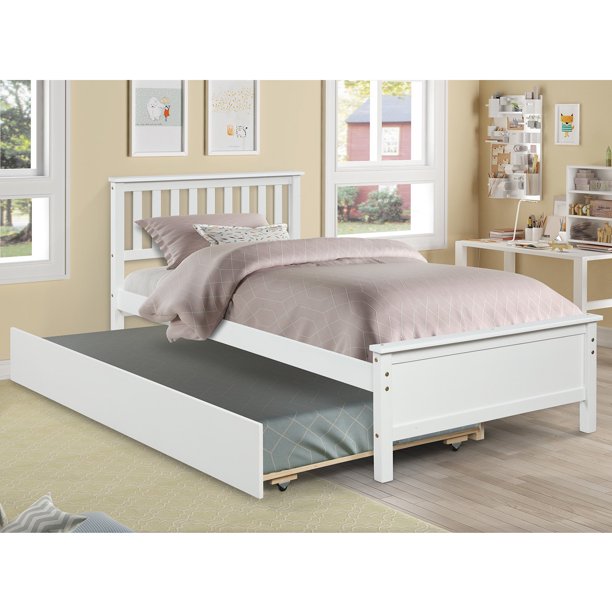 Mattress Foundation Twin Platform Bed Frame with Trundle ...