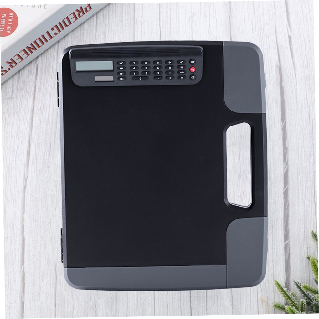 Phenofice Black File Organizer with Calculator Clipboard Case for A4 Document Storage and Office Use