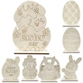 thumbnail image 1 of D-GROEE 3PCS Easter Crafts Wooden Ornaments Unfinished Crafts Wood Egg Bunny Chicken Flower Shape for DIY Kids Easter Party Decoration Supplies, 1 of 7