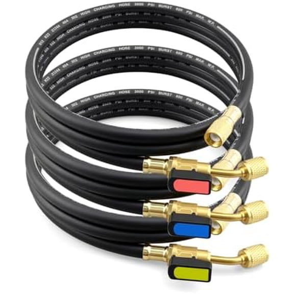Refrigerant Hose 29806 72" 1/4 Diameter with Compact Ball Valve Fit for Yellow Jacket, for R410A R134A R1234yf, with Standard 1/4" Flare Fittings$$Tools & Hardware Other