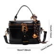 thumbnail image 6 of husxh Retro Leather Bucket Bag for Women Zipper Closure Shoulder Purses (Black), 6 of 9