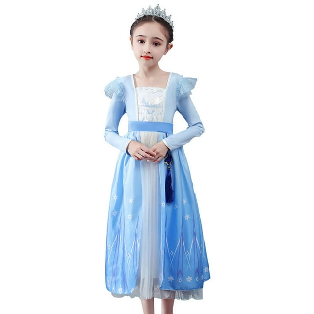 HAWEE Robe Elsa Frozen Filles Costume de Princesse Fête d'Anniversaire Tenue de Cosplay Chic
