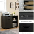 thumbnail image 6 of 3-Drawer File Cabinet, Rolling Lateral Filing Cabinet with Open Storage Shelves, Under Desk Storage Organizer Fits Legal/A4/Letter Size Files, Wood Mobile Printer Stand for Home Office (Black), 6 of 18