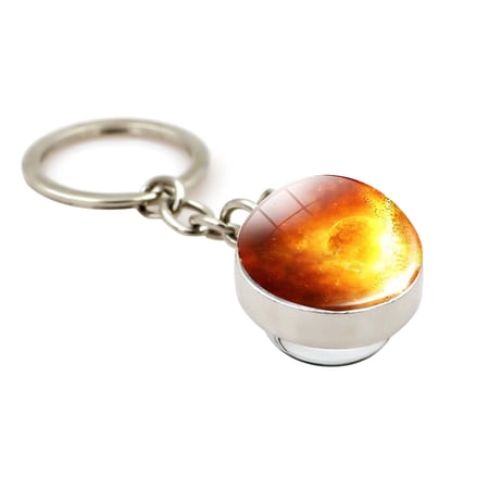 Lost Planet Solar System Double Side Moon Earth Sun Key Chain Glass ...