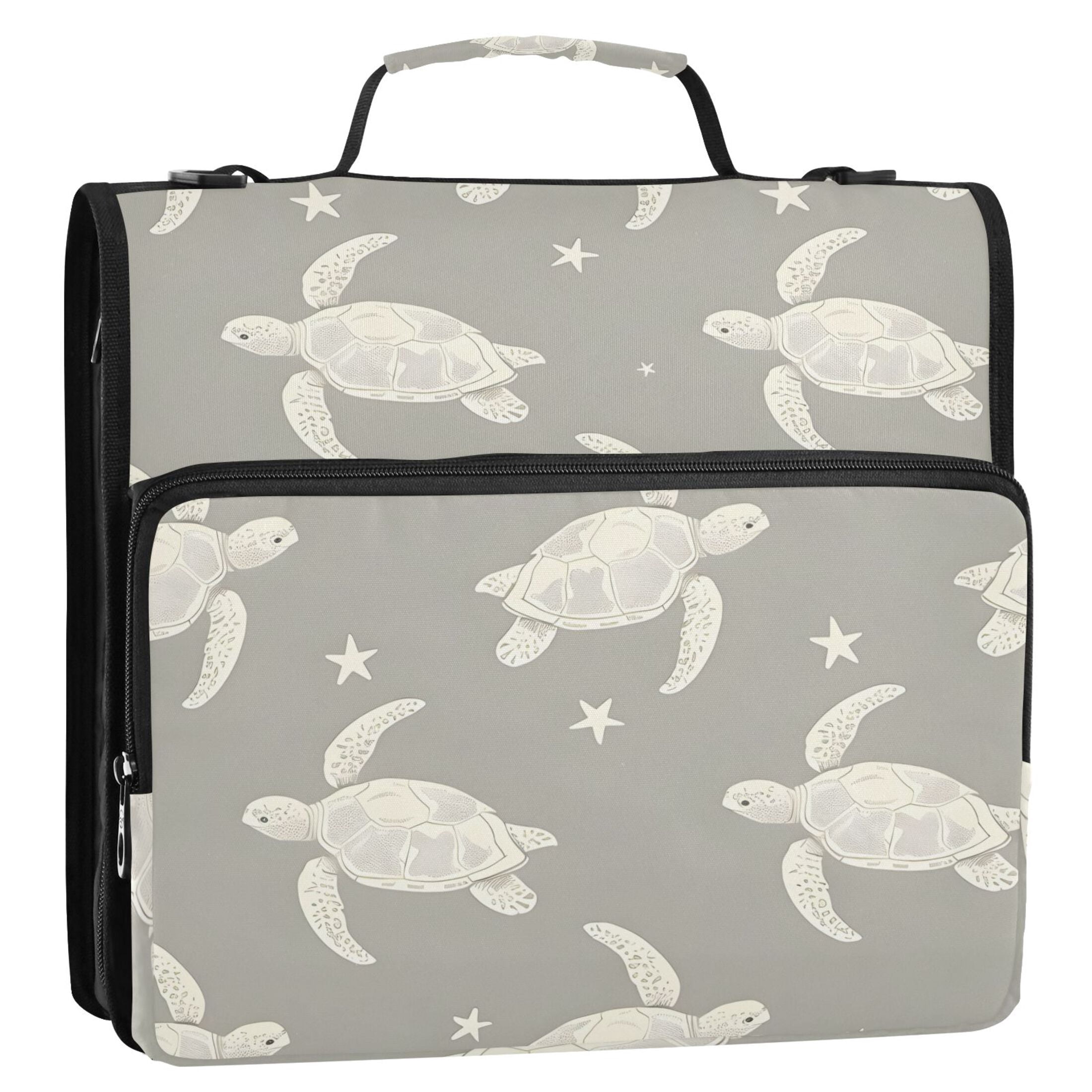 ALAZA Zipper Binder Retro Sea Turtles 3 Ring Trapper Keeper File Folder Organizer Bag