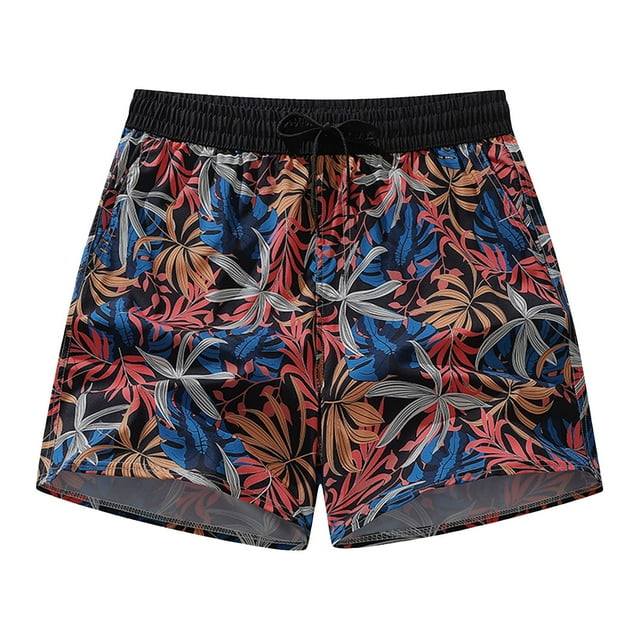 TSADFHJI Shorts Longs de Plage pour Hommes Maillot de Bain Doublé en Mesh avec Poches TG Rouge