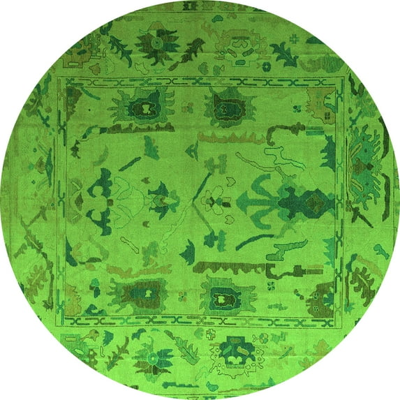 Ahgly Company Indoor Round Abstract Green Modern Area Rugs, 6' Round