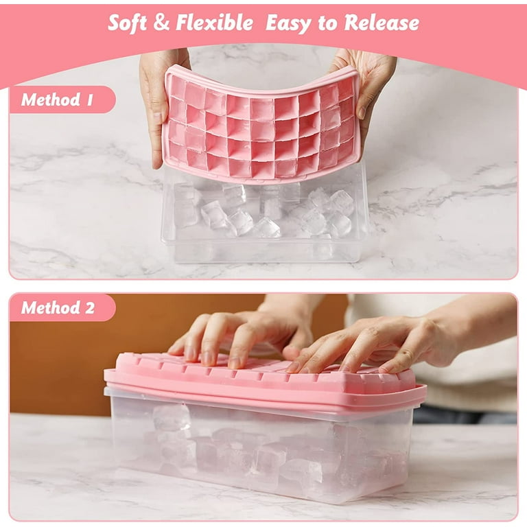 Foeses Ice Cube Tray with Lid and Bin | 36 Nugget Silicone Ice Tray for Freezer | Comes with Ice Container, Scoop and Cover | Good Size Ice Bucket, Size: 36