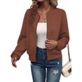 thumbnail image 2 of Womens Jacket Coat Casual Stand Collar Zip Up Fall Fashion Jackets Outfits with Pockets Caramel Color 5XL, 2 of 9