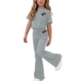 thumbnail image 2 of Auroural girls clothes girls 2 piece sets Children's Summer Print Short Sleeves Shirts Long Pants Two-piece Set Kids, 2 of 6