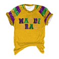 thumbnail image 2 of Vinsonshop Mardi Gras Shirts Party Outfits for Women Mardi Gras Tops for Women Crew Neck T Shirts for Women Mardi Gras Apparel Women Going Out Tops for Women Mardi Gras Pullover Yellow 3XL, 2 of 4
