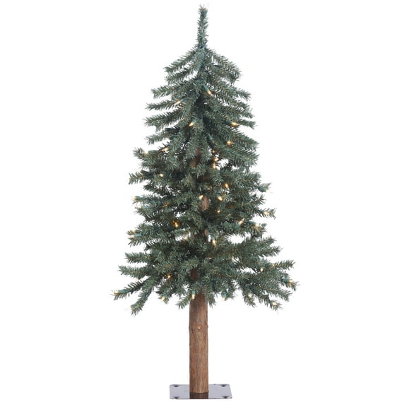 Vickerman 3' Natural Bark Alpine Artificial Christmas Tree, Clear Dura-lit Lights