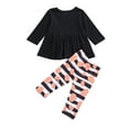 thumbnail image 6 of Qiylii Baby Girls Halloween Outfits,Long Sleeve Pumpkin/Ghost Top+Striped Pants, 6 of 7