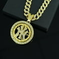 thumbnail image 2 of Hip Hop Rotate The Disc Currency Pattern Letter Pendant Necklace With 15mm Crystal Cuban Chain HipHop Iced Out Bling Necklaces Men Women Fashion Charm Jewelry, 2 of 5