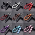 thumbnail image 4 of Creative Hand Woven DIY Leather Strap Car Key Clip ​ Car Key Holder Lanyard Keyring Phone Number Keychain PURPLE, 4 of 8