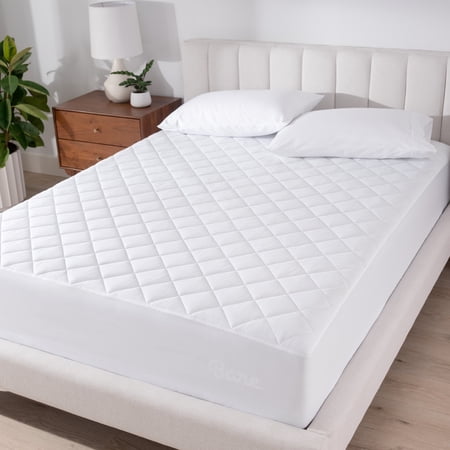 bare home quilted mattress pad - cooling mattress cover - deep pocket - split head flex king white